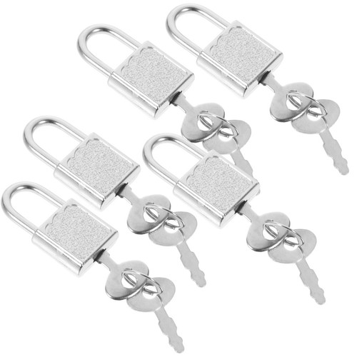 Silver mini padlock with key - padlock,
