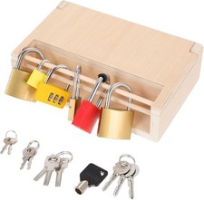 Toyvian Wooden Lock Box for