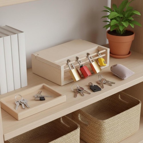 Wooden lock and key toy - wooden,