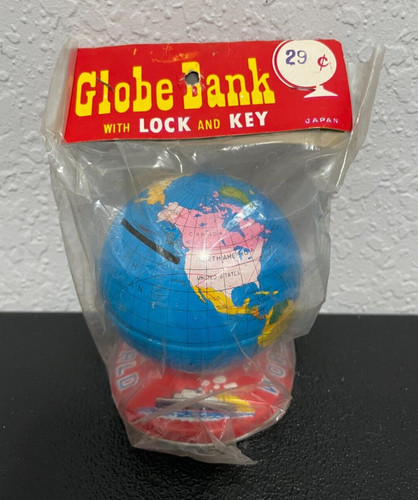 Vintage globe bank - with, lock