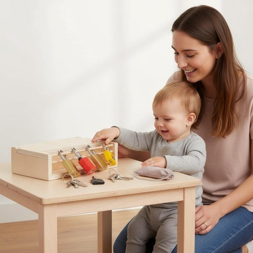 Wooden lock and key toy - lock,